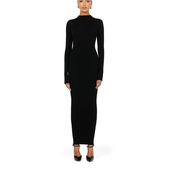 Naked Wardrobe long sleeve square neck SCULPT DRESS L - Picture 1 of 5